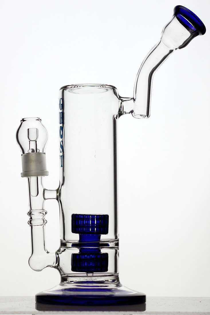 12 Inch 2 In 1 Double Drum Bubbler Blue Oil Rig