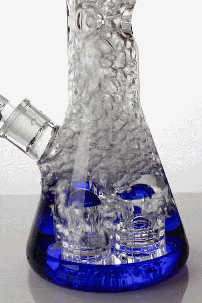 18 Inch 7mm Triple Barrel Beaker Glass Blue Bong