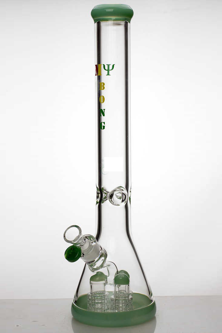 18 Inch 7mm Triple Barrel Beaker Glass Jade Bong