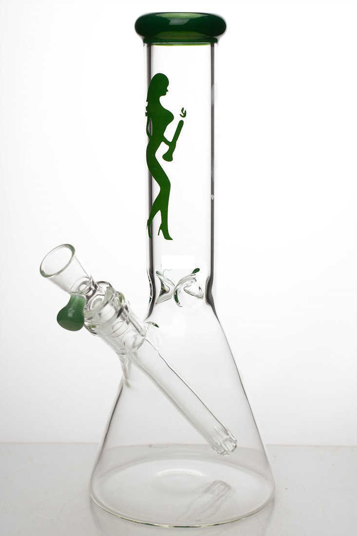 10 Inch Beaker Green Glass Bong