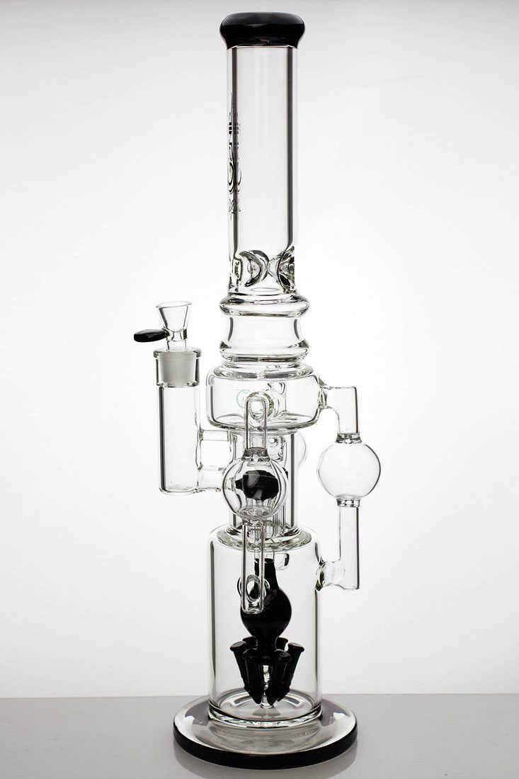 20 Inch 7mm 3 Chamber Recycler Water Bong with Black Diffuser