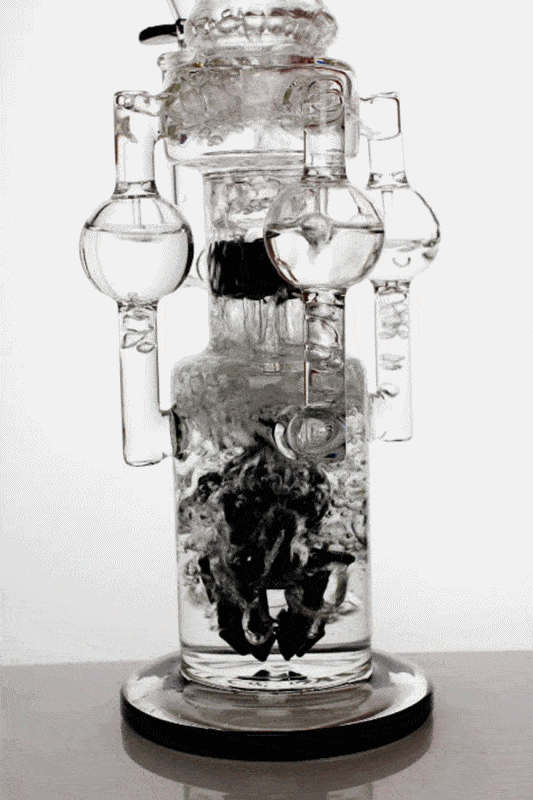 20 Inch 7mm 3 Chamber Recycler Water Bong with Black Diffuser