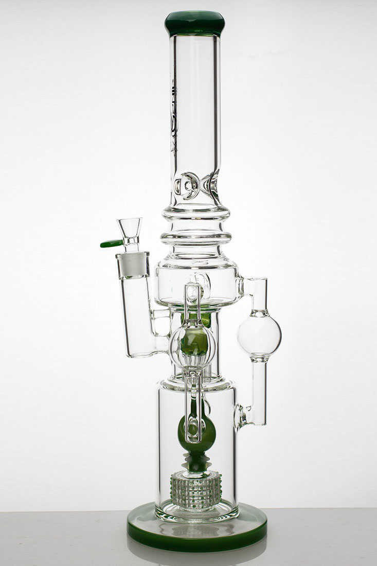 20 Inch 7mm 3 Chamber Recycler Water Bong with Jade Barrel Diffuser