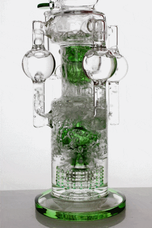 20 Inch 7mm 3 Chamber Recycler Water Bong with Jade Barrel Diffuser