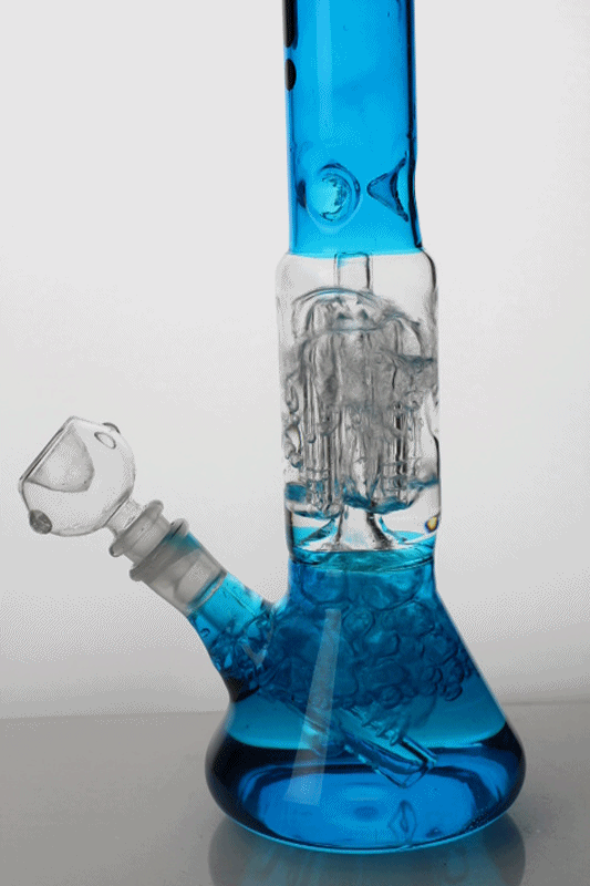 12 Inch 4 Tree Arms Blue Glass Beaker Bong