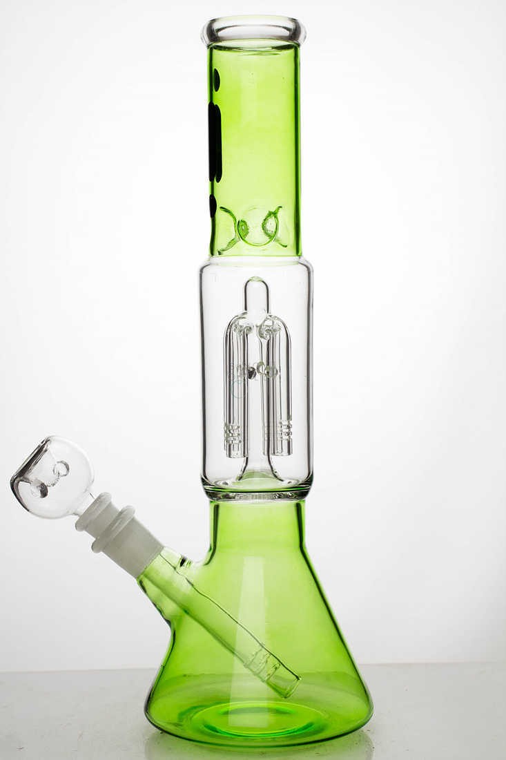 12 Inch 4 Tree Arms Green Glass Beaker Bong