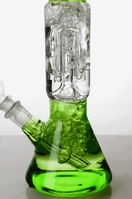 12 Inch 4 Tree Arms Green Glass Beaker Bong