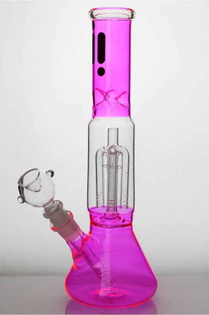 12 Inch 4 Tree Arms Pink Glass Beaker Bong