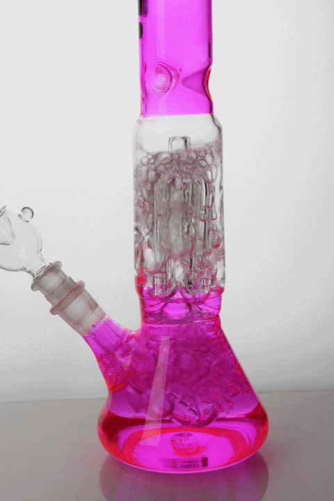 12 Inch 4 Tree Arms Pink Glass Beaker Bong