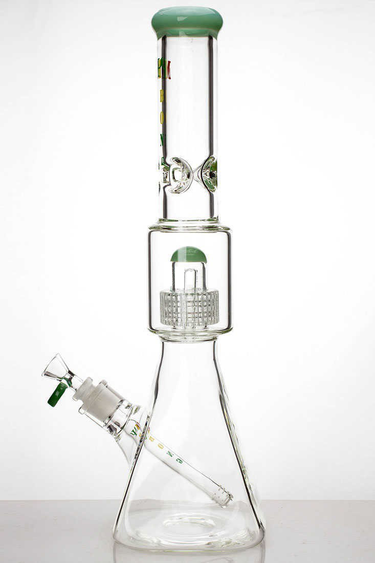 17 Inch 7mm Jade Barrel Perc Square Pyramid Bong