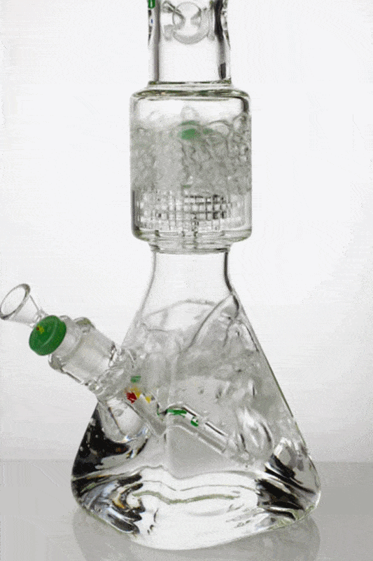 17 Inch 7mm Jade Barrel Perc Square Pyramid Bong