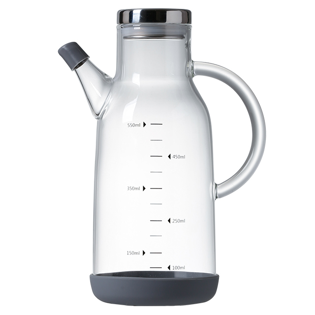 Heat Resistant Glass Oil Pot With Stainless Steel Cover