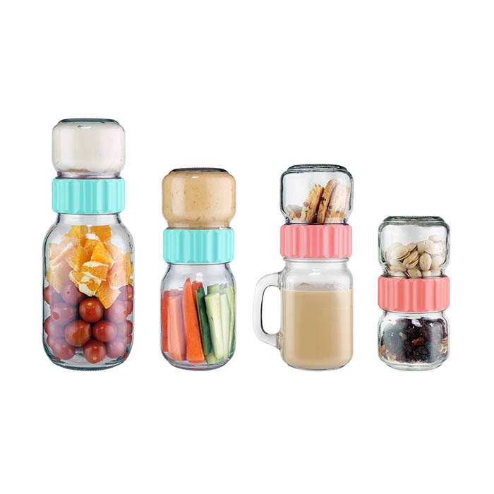 1000ml/250 air-tight vacuum glass mason jars carry on with mental lid and handle