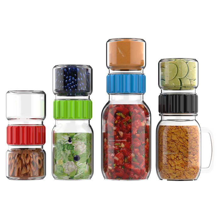 1000ml/250 air-tight vacuum glass mason jars carry on with mental lid and handle