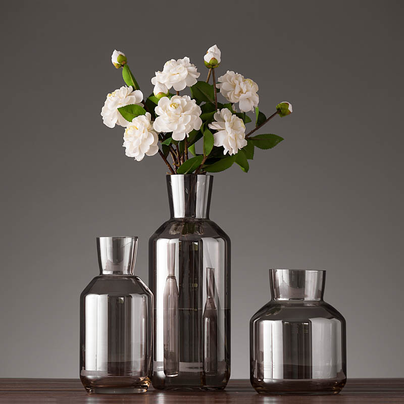 vintage style silver colored handmade glass vase for decor