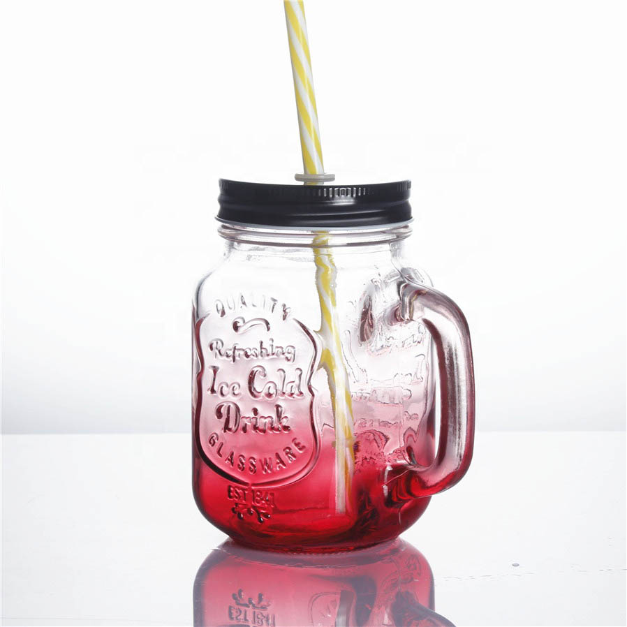 400 ml 450 ml 480 ml 16 oz color Inventory acrylic drinking glass custom embossed juice glass mason jars