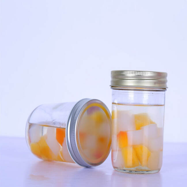wide mouth glass mason jar/glass jar with metal lid/glass storage jar for jam