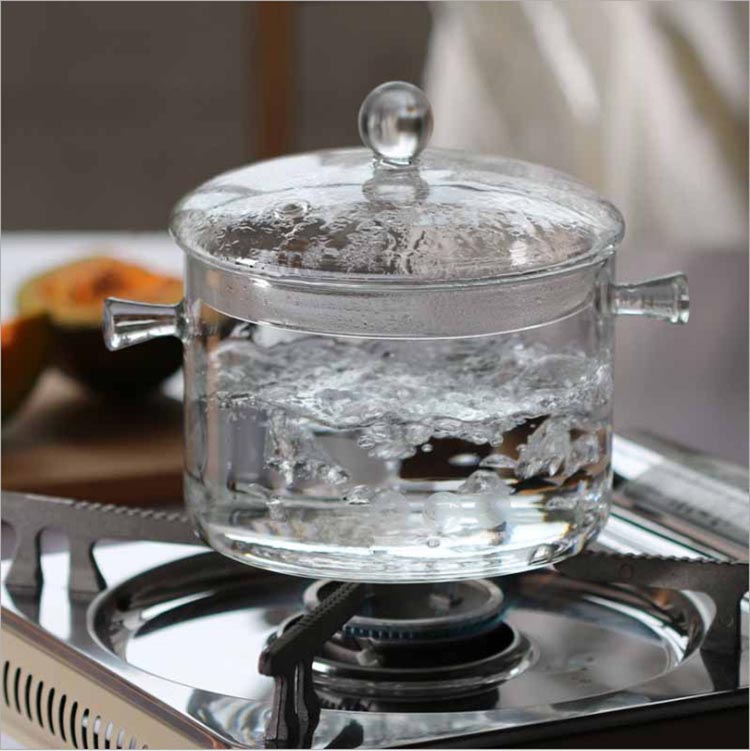 High Borosilicate Heat Resistant Handcrafted Commercial Glass Cooking Pot