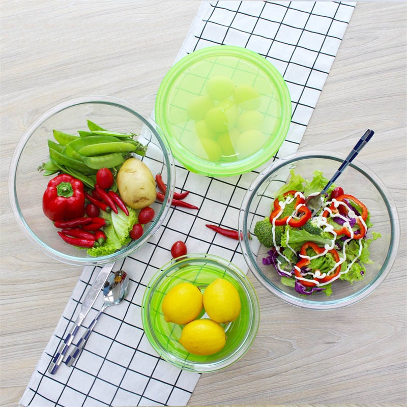 Hot selling high borosilicate heat resistant glass mixing bowl salad bowls with lid