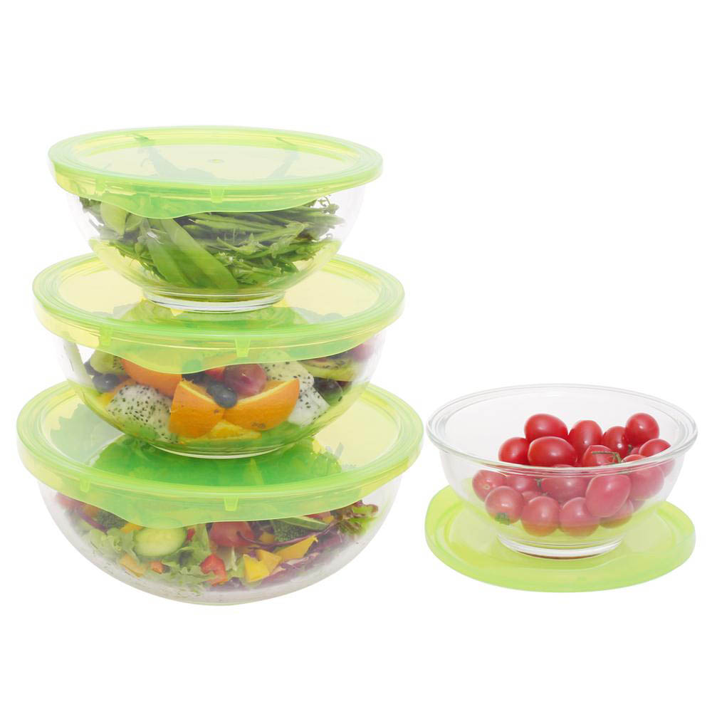 Hot selling high borosilicate heat resistant glass mixing bowl salad bowls with lid