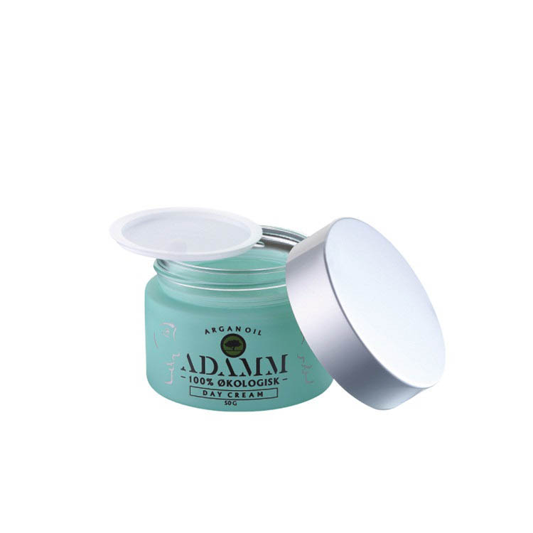 custom beautiful light green 50 ml glass jar empty gels glass cosmetic jars with silver aluminum cover