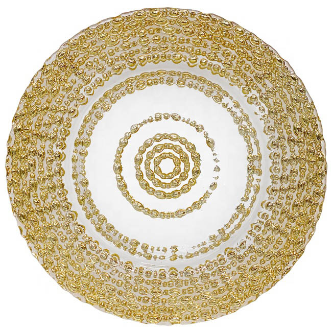 Hot Selling cheap gold glass beaded cheap gold charge plate charger plate