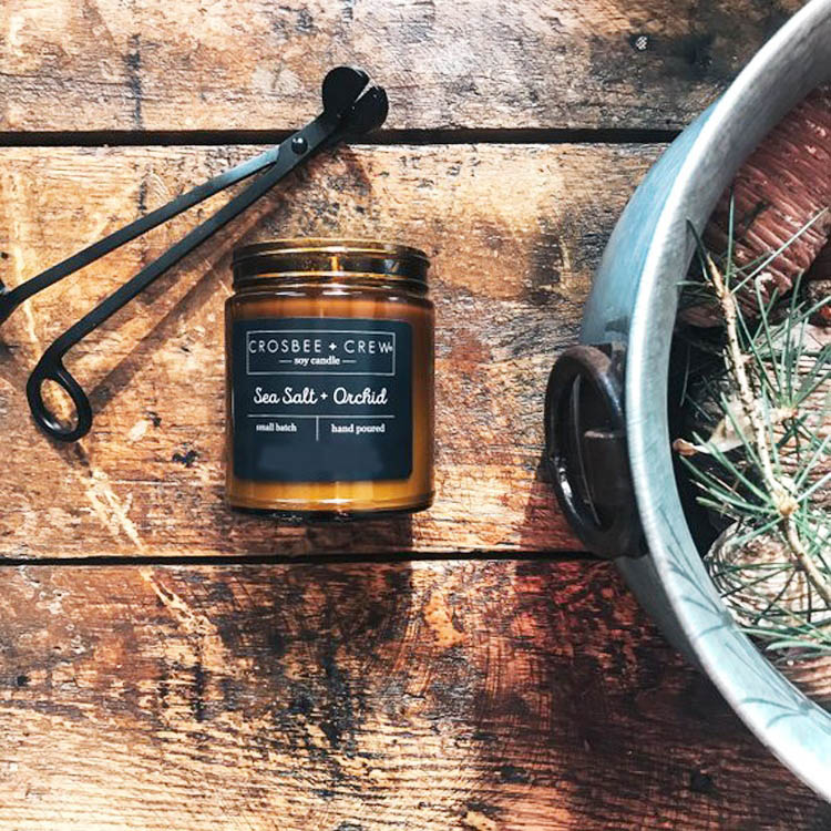 Vetiver Lavender 9oz. Luxury Botanical Soy Wax Amber Glass Jar Candle