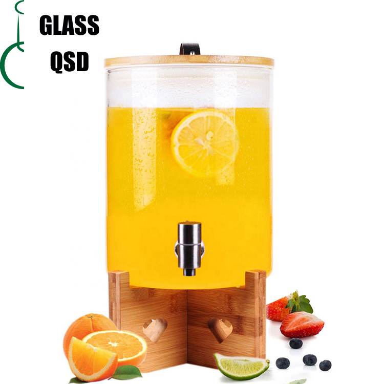 5/8/11L Airtight Hot and Cold Water Glass Drink Water Juice Beverage Dispenser With Tap Alcohol Ginseng Glass Bottle Dispenser