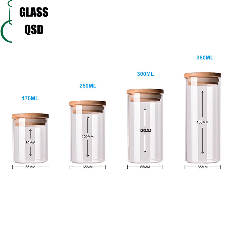 30 40 60 80 100 120 200 300 500 ml Glass Jar Container With Bamboo Lid For Storage