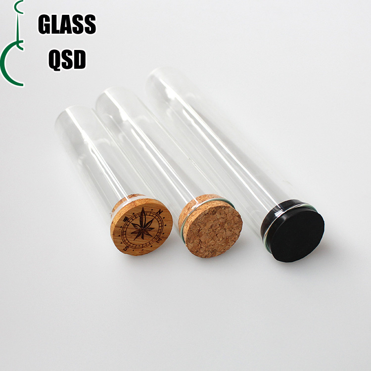 Glass Tube For Cigar with Cork Or Bamboo Lid Cigar Tube High-End Luxury