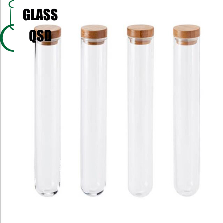 Glass Tube For Cigar with Cork Or Bamboo Lid Cigar Tube High-End Luxury
