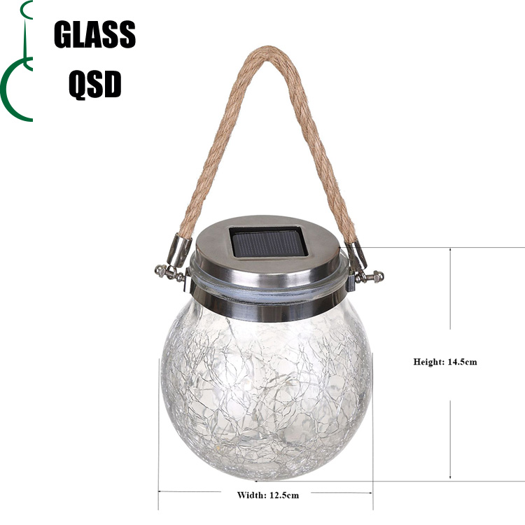 Waterproof Outdoor Solar Crackle Glass Bottle Hanging Christmas Light