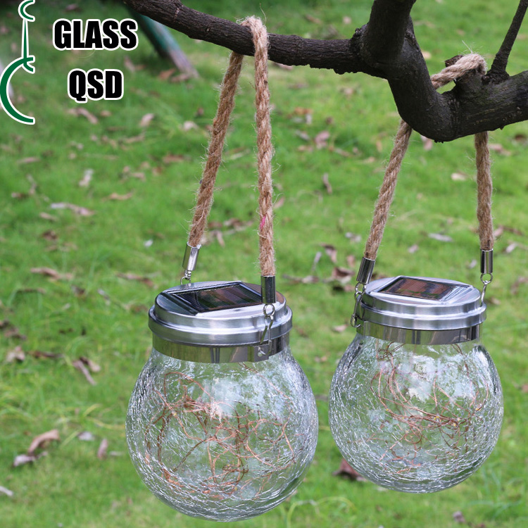 Waterproof Outdoor Solar Crackle Glass Bottle Hanging Christmas Light