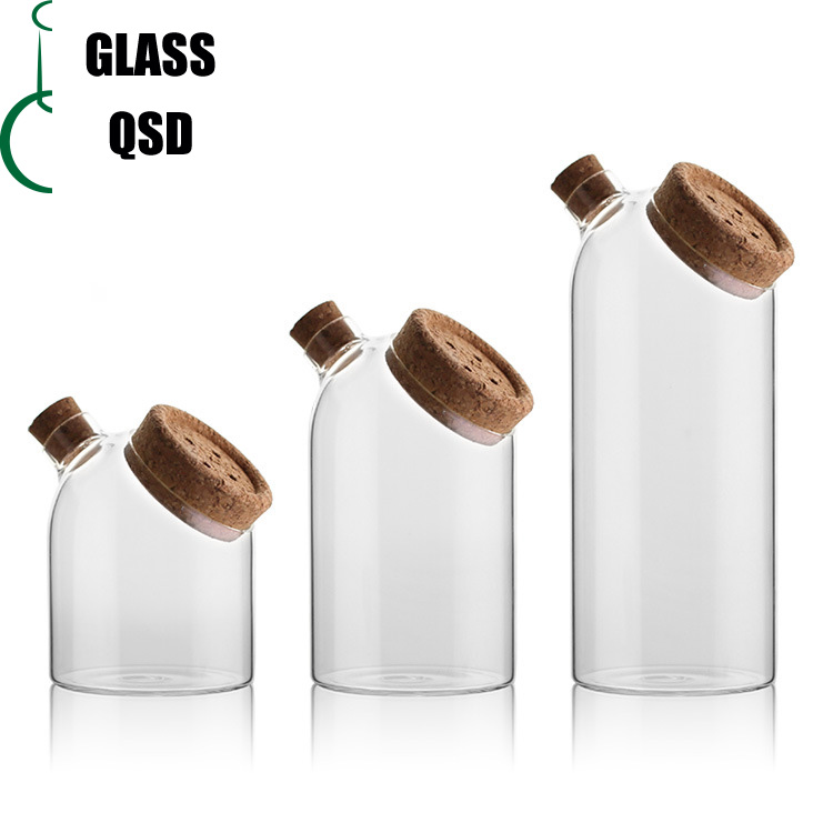 500ml 800ml 1200ml Borosilicate Glass Food Storage Jar With Botton Design Cork Lid