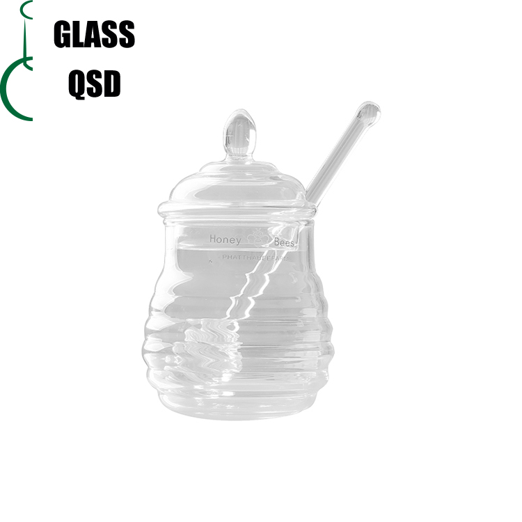 280ml High Quality Borosilicate Glass Bee Honey Jar with Lid