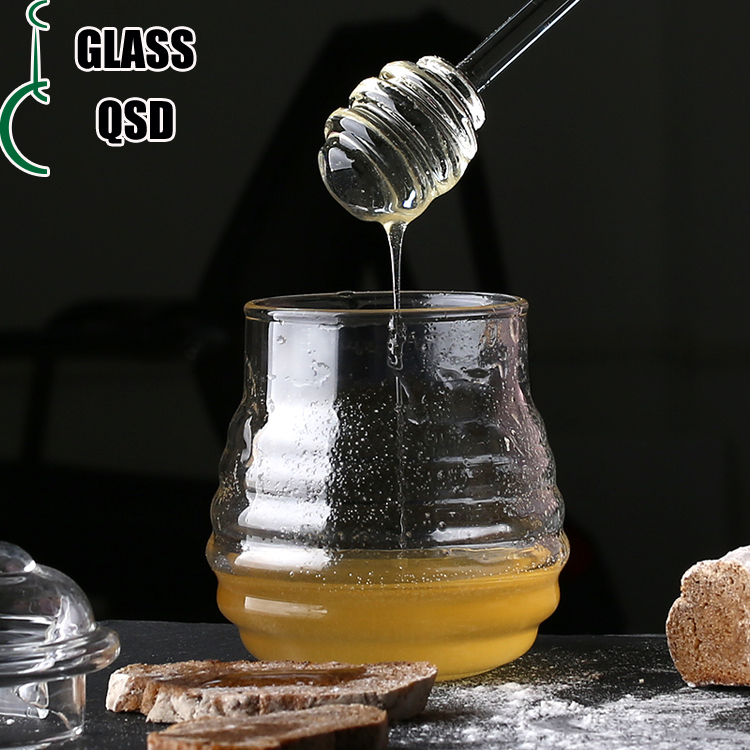 280ml High Quality Borosilicate Glass Bee Honey Jar with Lid