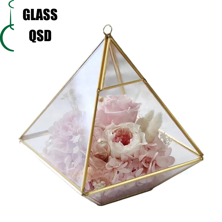 Preserved Rose In Golden Glass Terrarium For Christmas Birthday Gift