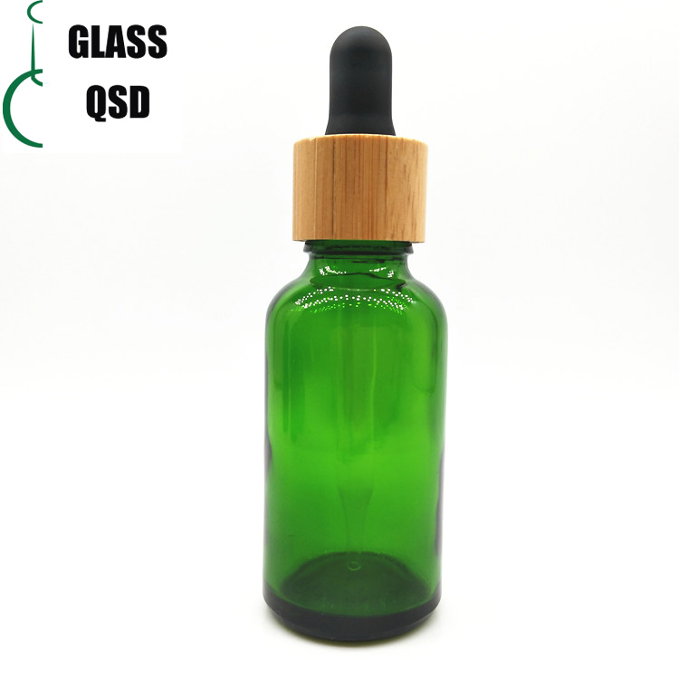 5-200ml Green Pure Bamboo Lid Essential Oil Cosmetic Glass Bottle With Laser Engraving Logo