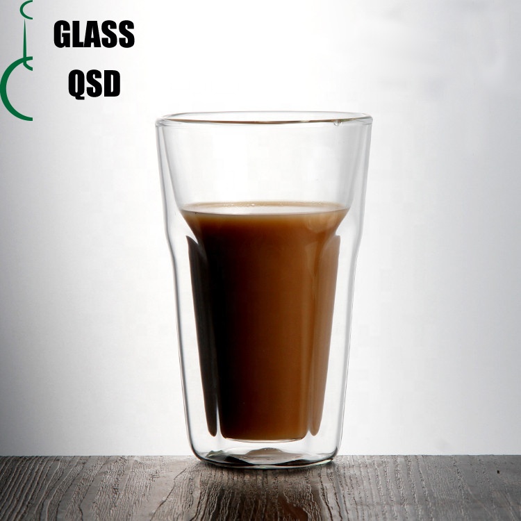 High Borosilicate Insulation Transparent Double Wall Coffee Milk Juice Beer Cup Suitable For Dishwasher