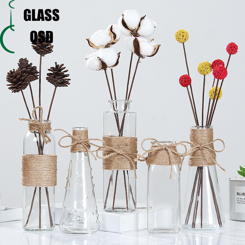 Japanese / Nordic Style Modern Luxurious Decoration Decorative Flower Glass Vase For Dried Flower