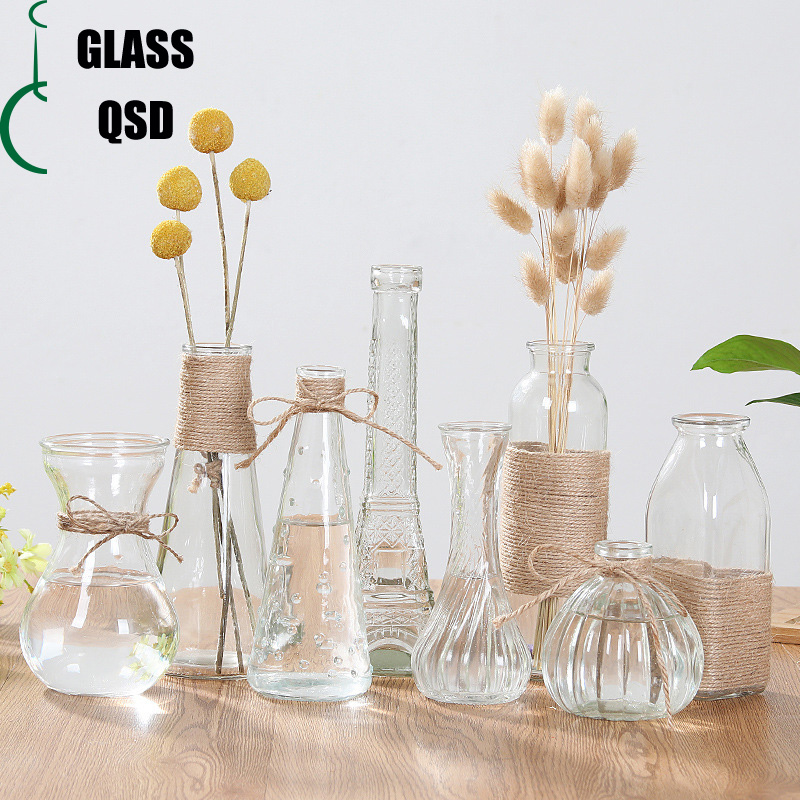 Japanese / Nordic Style Modern Luxurious Decoration Decorative Flower Glass Vase For Dried Flower