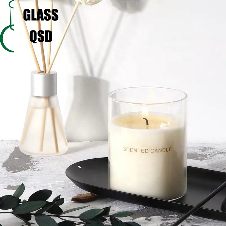Luxury High Borosilicate Glass Tube Jar Empty Candle Jar With Lid For Candle Making