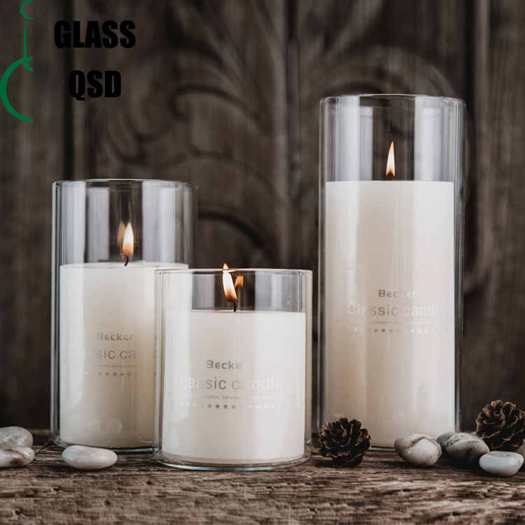 Luxury High Borosilicate Glass Tube Jar Empty Candle Jar With Lid For Candle Making