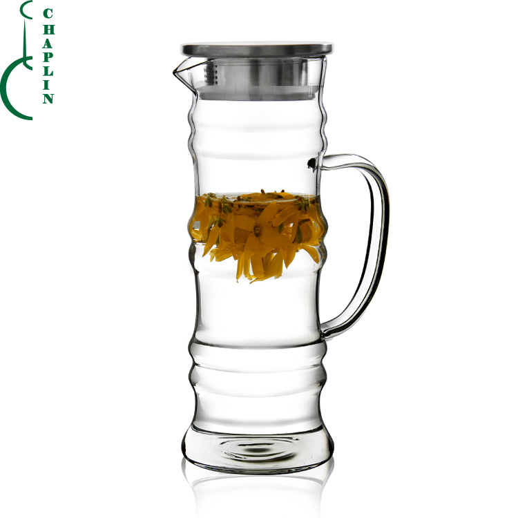 High Quality Glass Cold Water Pitcher water jug with lid glass cold water pot