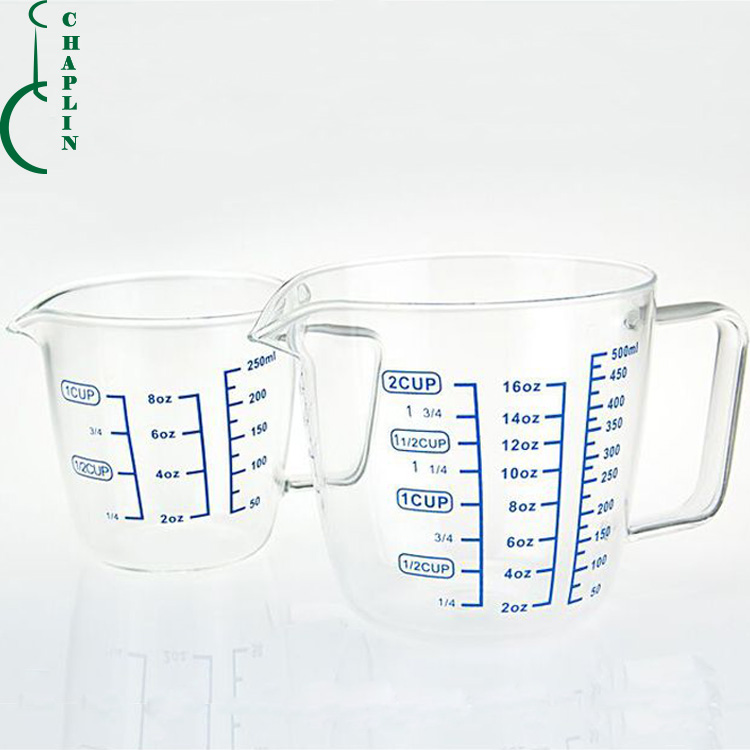 mouth blow hand made borosilicate glass heat resistant measuring cup