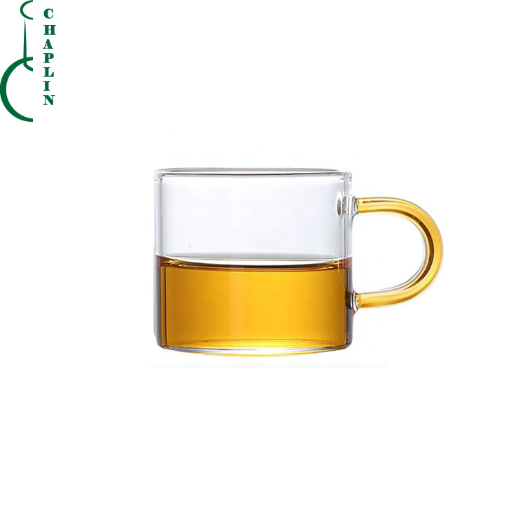 Flower tea cup transparent heat-resistant glass small cup with handle