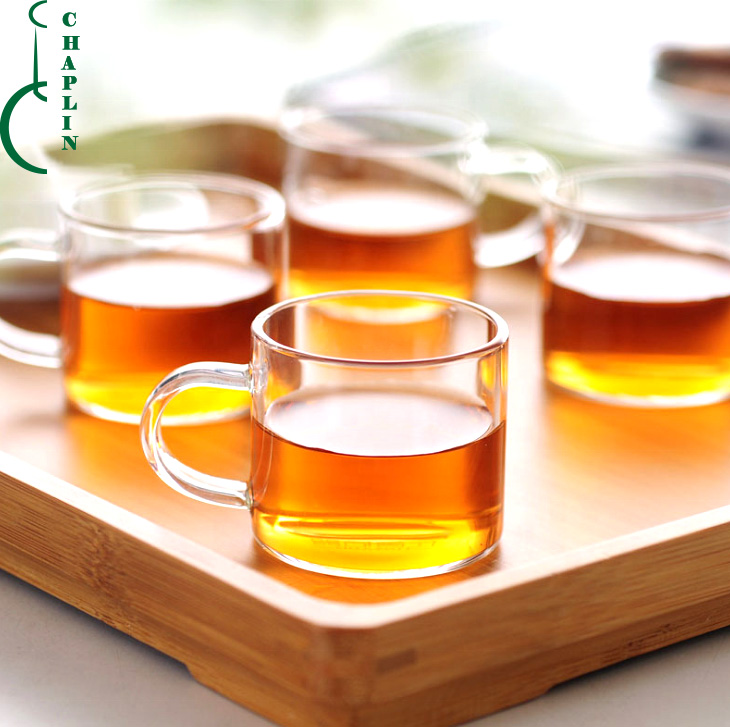 Flower tea cup transparent heat-resistant glass small cup with handle