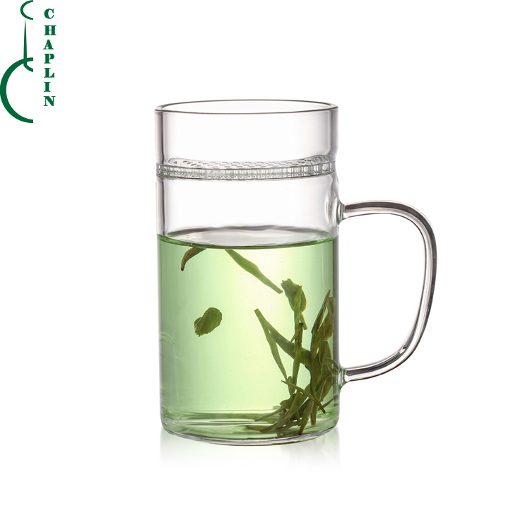 Wholesale Handmade Thermal Single Wall Glass Strainer Tea Cup