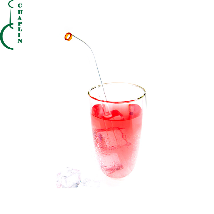 colored ring glass drinking straw Special shape straw wirh brush