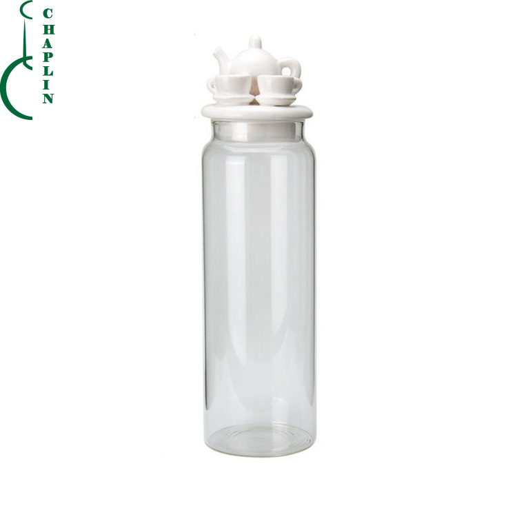 Snacks Glass Airtight Jar With White Bird Lid for Restaurant Decoration